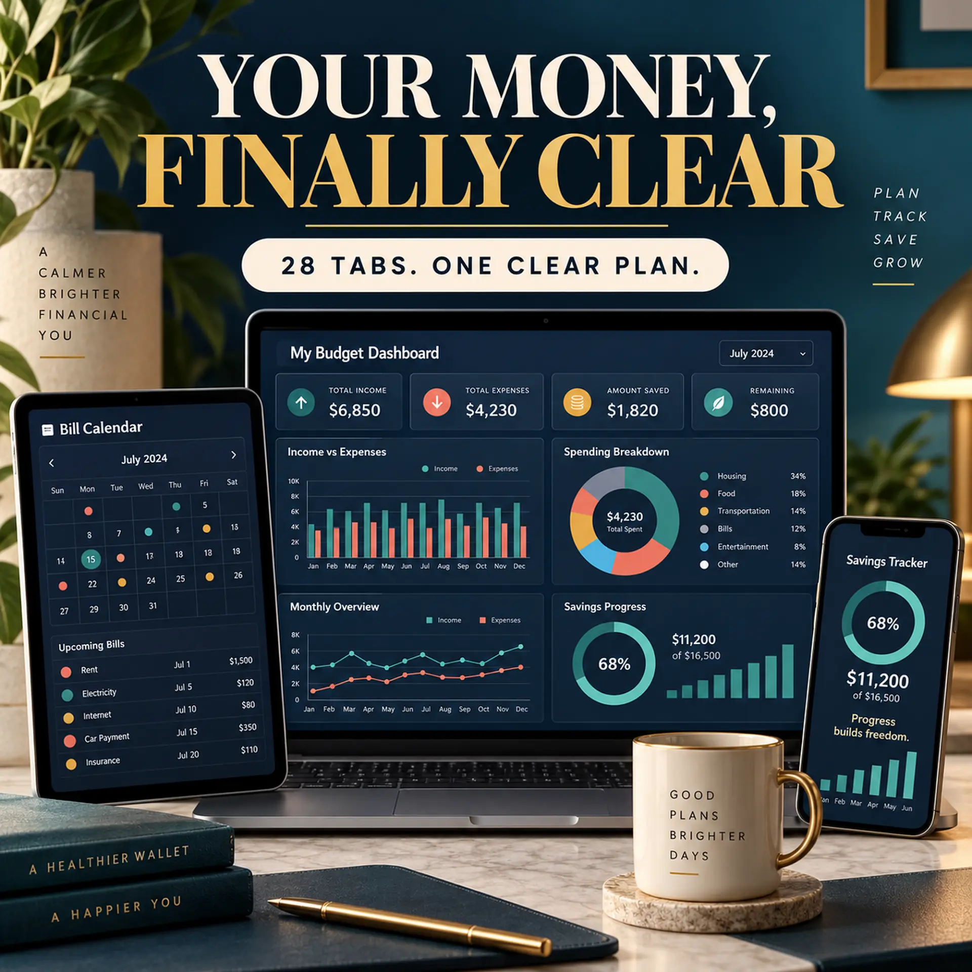 The full year in one place — bills, budgets, savings and goals across every device