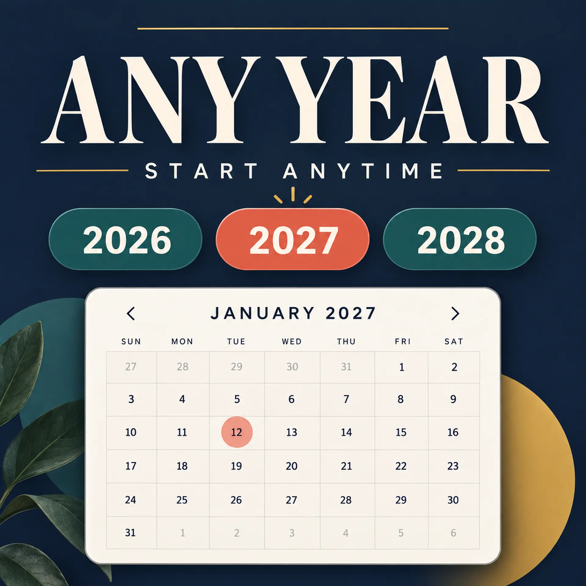Type any year into one cell and every month tab re-labels itself