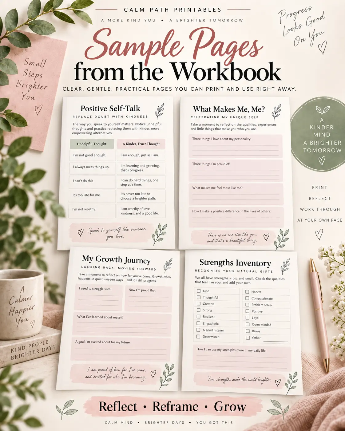 Sample pages from The Self-Worth Workbook