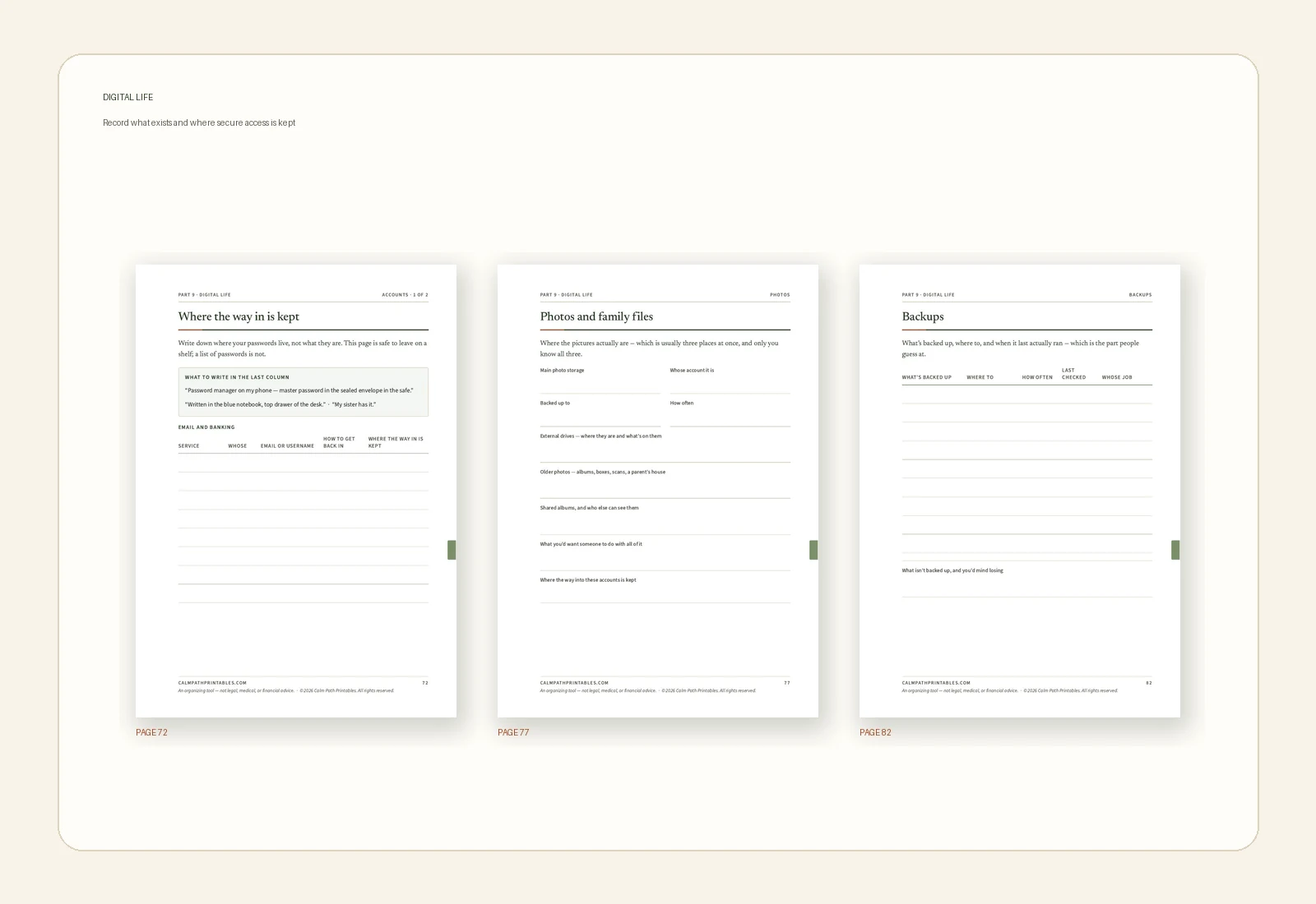 Digital life and secure access pages