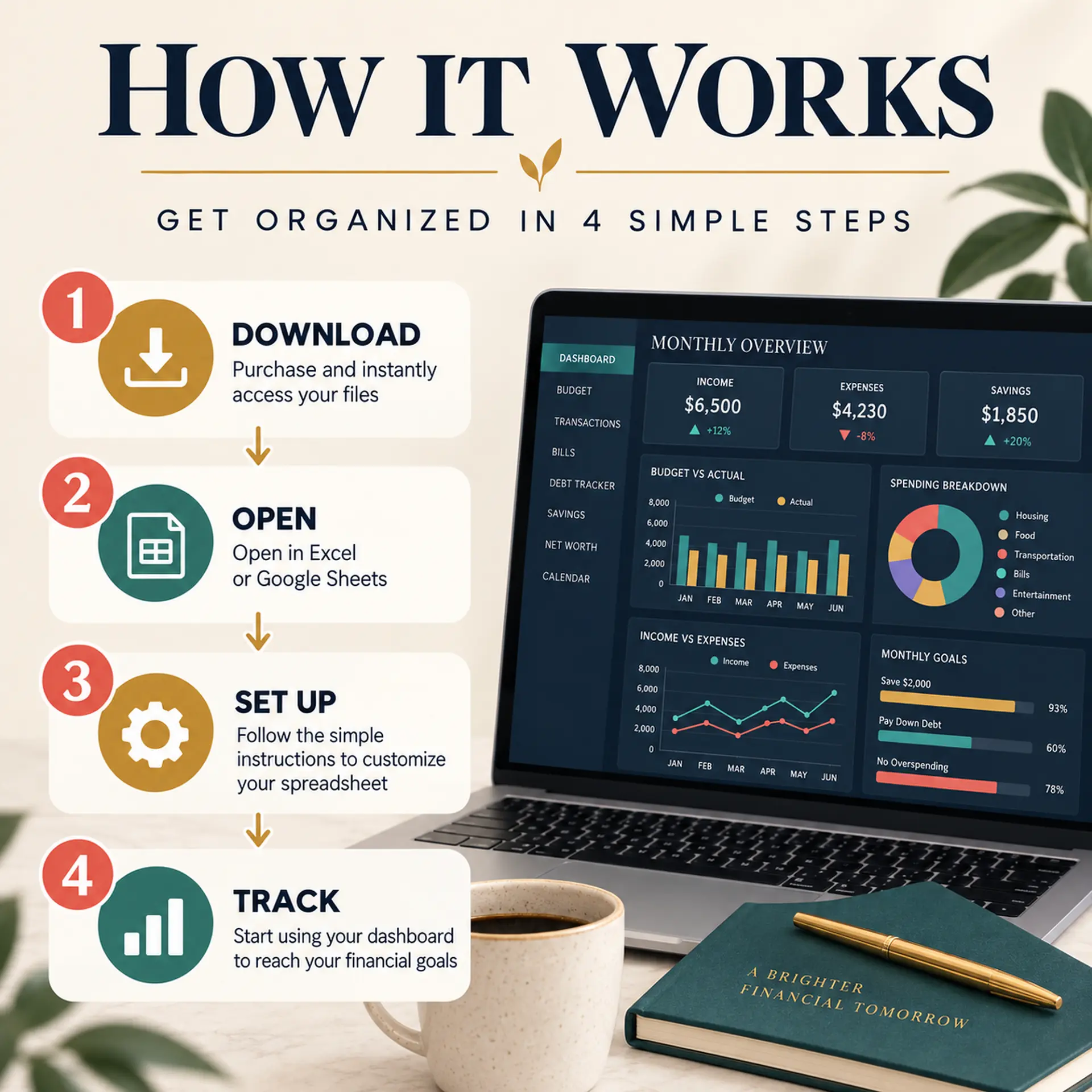 Download, open in Excel or Google Sheets, set up, and start tracking