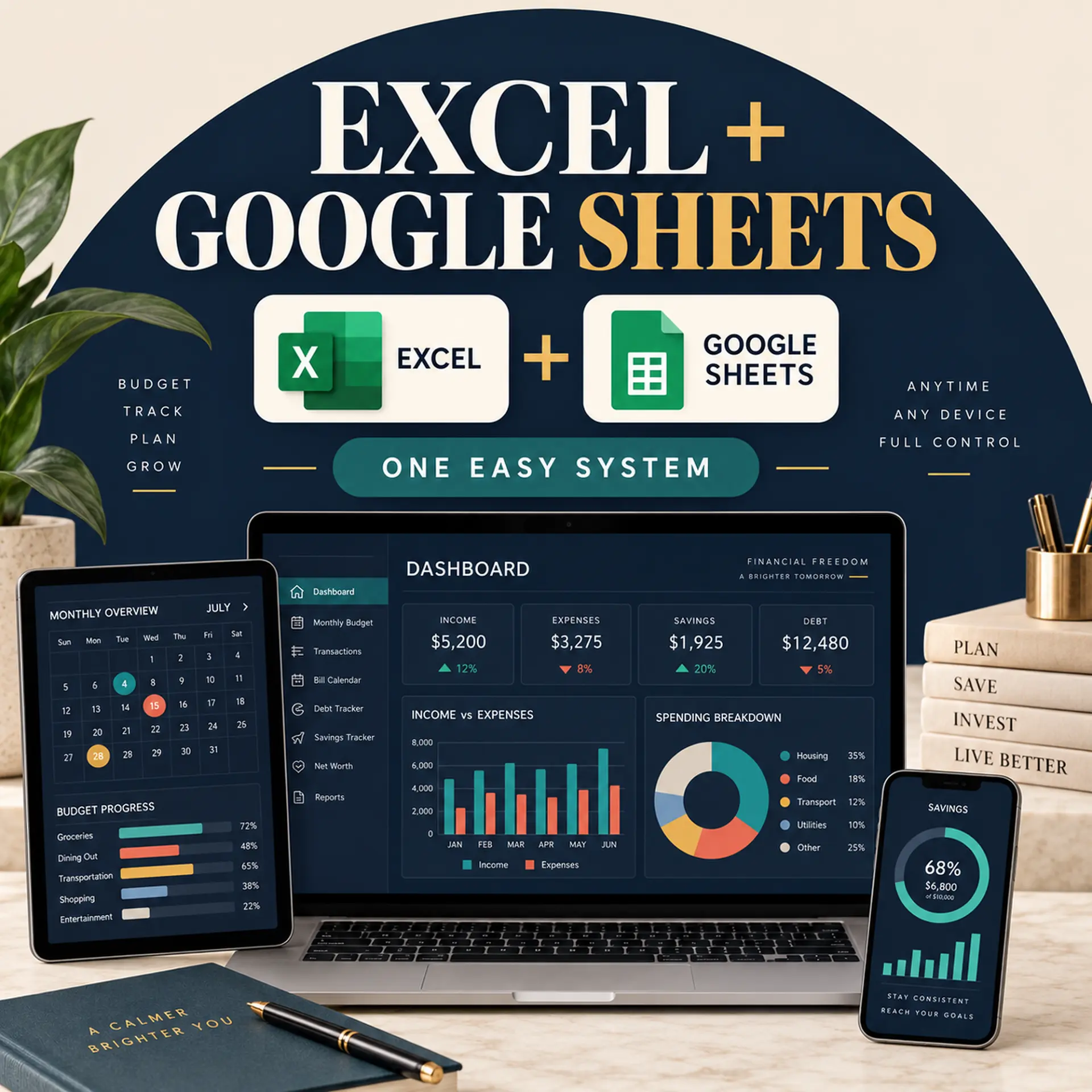 The files included: the workbook, example version, blank version, app and guide