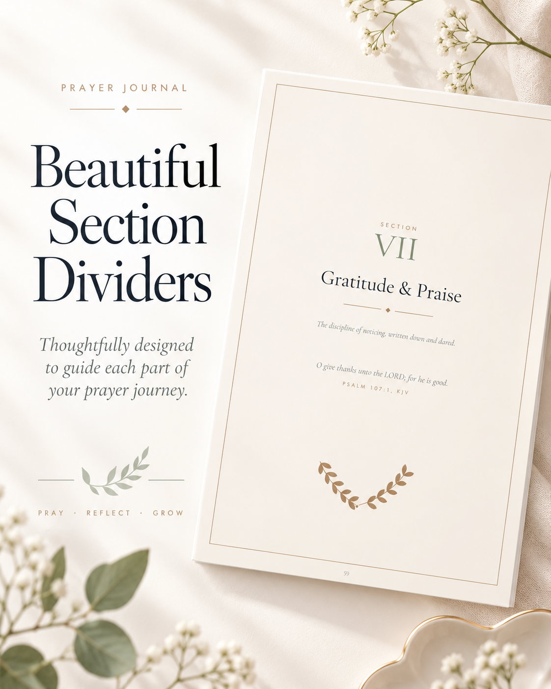 A section divider page from the prayer journal