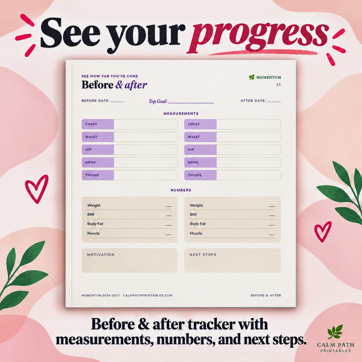 Before and after tracker page