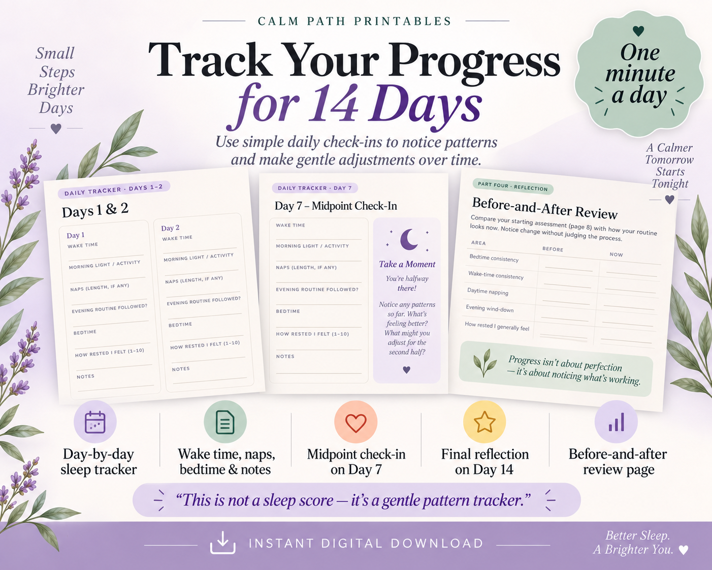 Daily sleep tracker and reflection pages