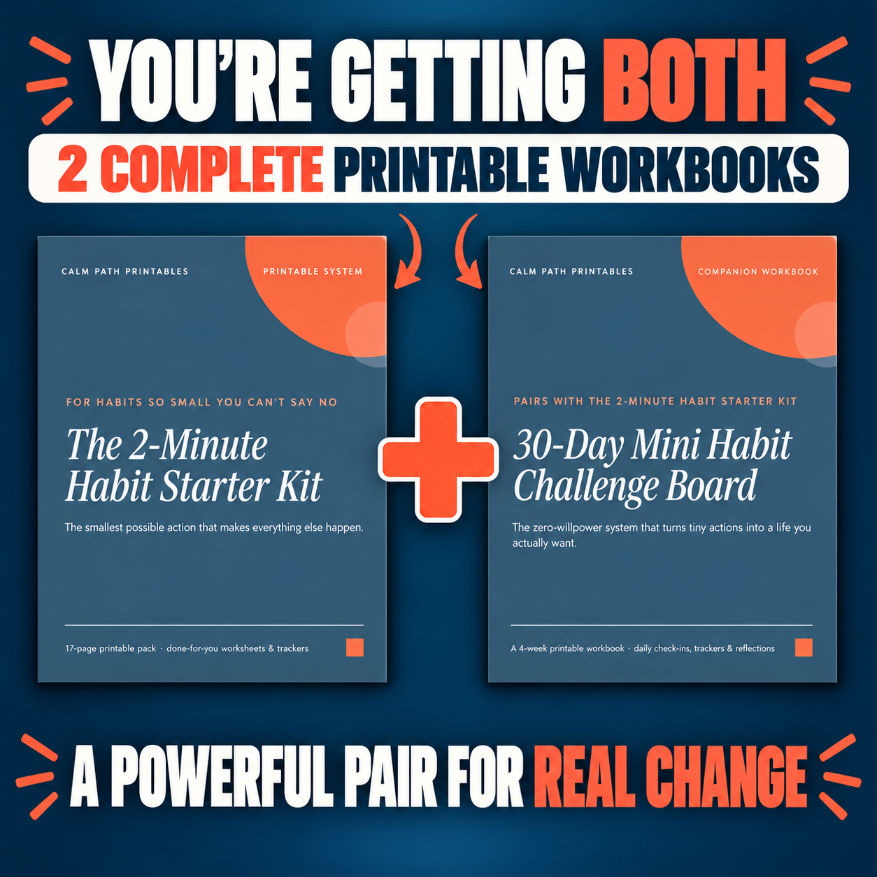 Both printable workbooks included in the habit bundle