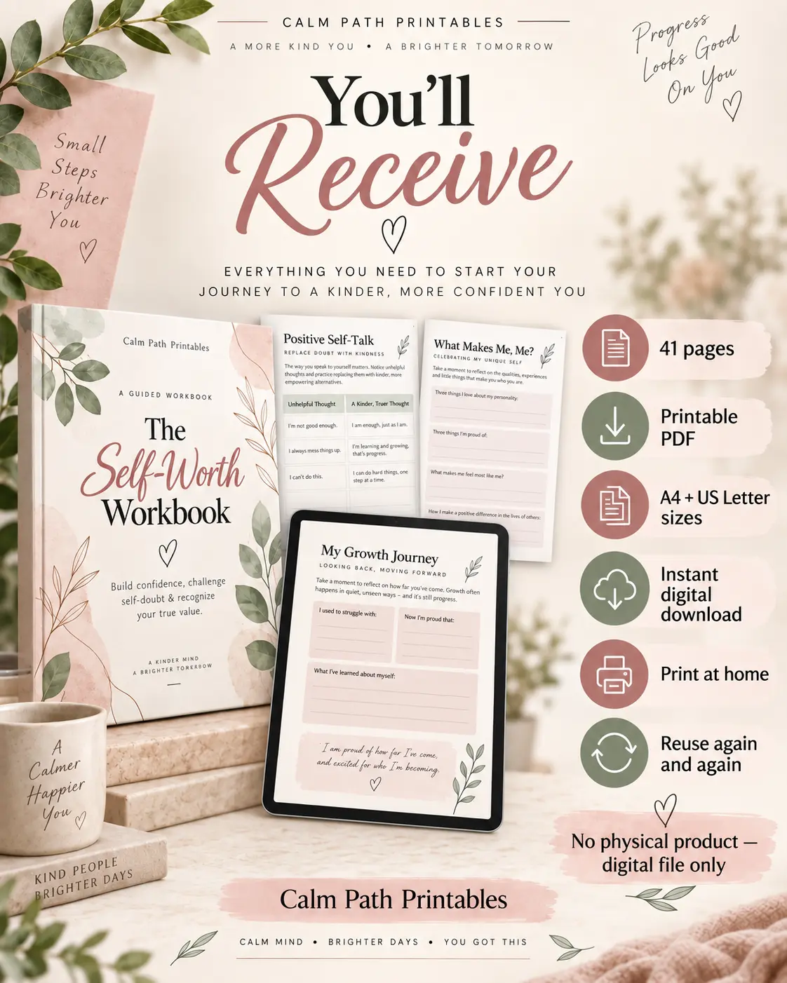 What you receive with The Self-Worth Workbook