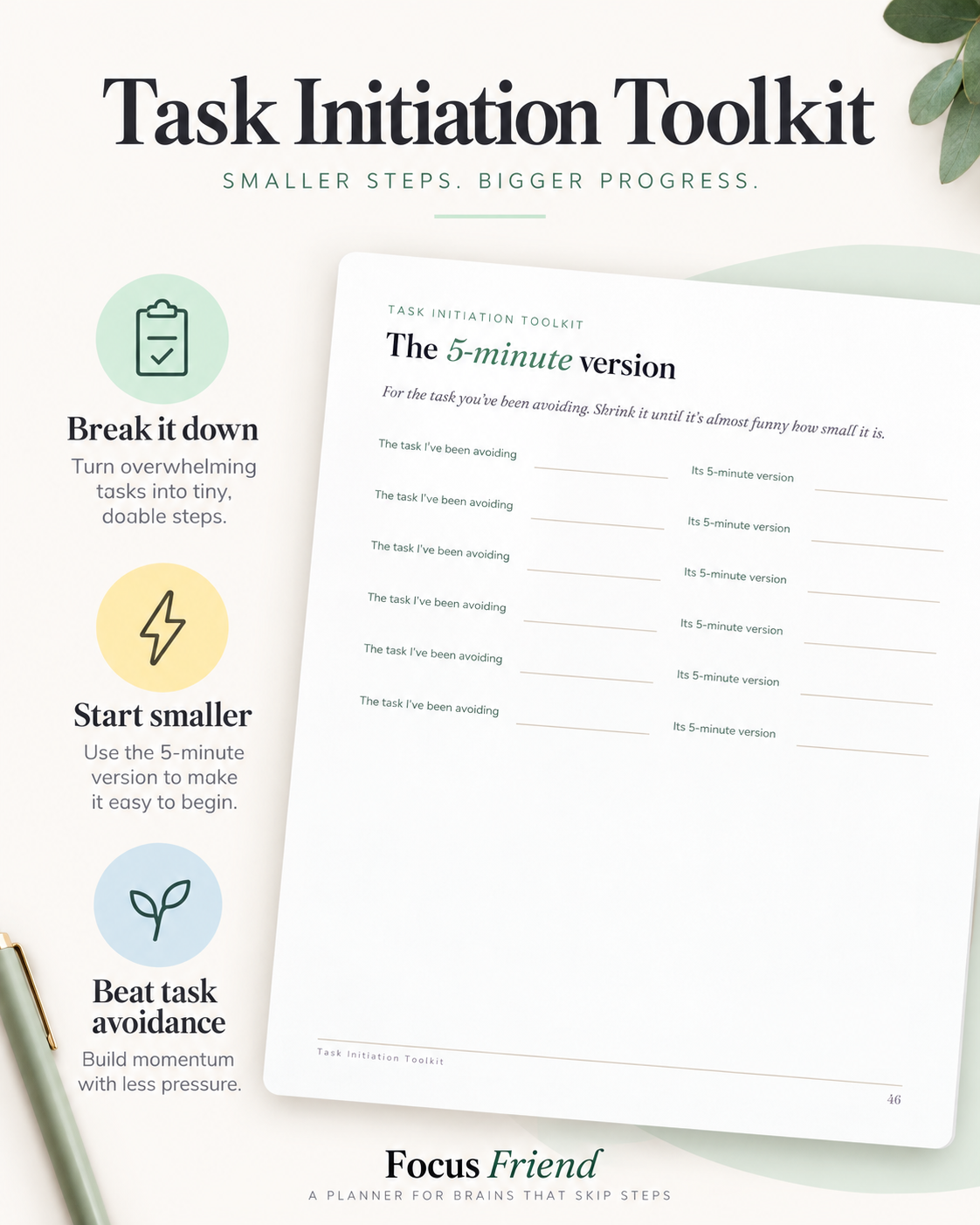The task initiation toolkit five-minute version page